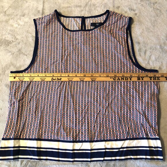 Gap Tank Top Womens Medium Keyhole Back Blue Geometric Sleeveless Blouse Shirt - Picture 4 of 16